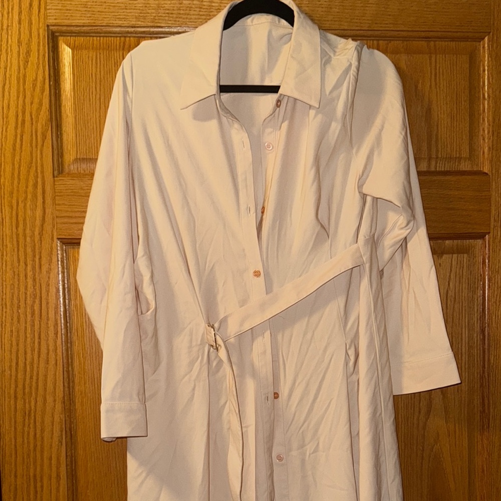 Cream Button-Up Shirt Dress